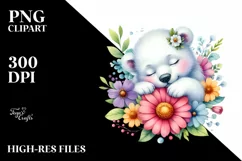 Colorful Baby Polar Bear Sleeping in a Flower Product Image 3