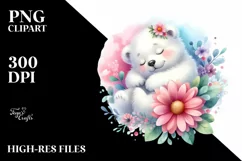 Colorful Baby Polar Bear Sleeping in a Flower Product Image 3
