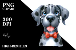 Watercolor Cartoon Great Dane, PNG Product Image 2
