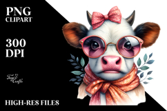 Funny Cow with Funny Sunglasses PNG Product Image 2