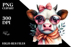 Funny Cow with Funny Sunglasses PNG Product Image 2