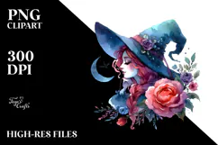 Vibrant Watercolor Witch, Transparent PNG Product Image 2