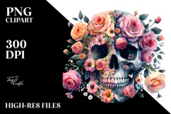 Skull with Flowers, Transparent PNG Product Image 2