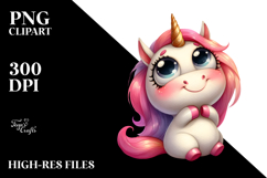 Watercolor Funny Expressive Unicorn PNG Product Image 2