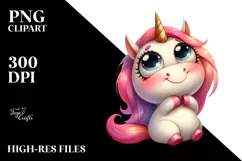 Watercolor Funny Expressive Unicorn PNG Product Image 2