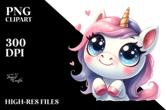 Expressive Shy Unicorn PNG Product Image 2