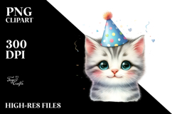 Cute Baby Cat with Party Hat PNG Product Image 2