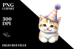 Cute Baby Cat with Party Hat PNG Product Image 2