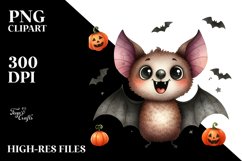 Funny Watercolor Haloween Bat | Sublimation | Clipart Product Image 1
