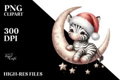 Cute Baby Zebra with Santa Hat PNG Product Image 2