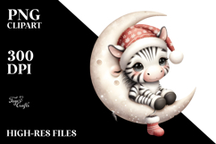 Cute Baby Zebra with Santa Hat PNG Product Image 2