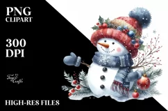 Washed Watercolor Snowman, Transparent PNG Product Image 2