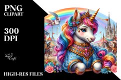 Colorful Unicorn at Medieval Festival PNG Product Image 1