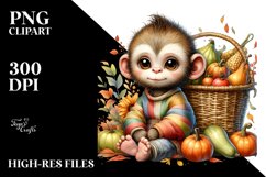 Colorful Quirky Baby Monkey | Clipart Product Image 1