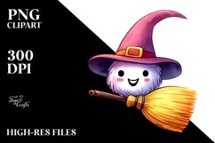 Funny Broom Watercolor Splash Clipart Product Image 1