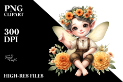 Watercolor Fairy Thumbs Up Flowers Marigold | Sublimation | Product Image 2