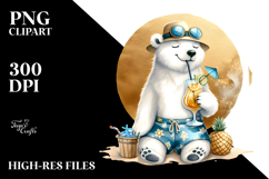 Happy Polar Bear in Beachwear Drinking Cocktail Product Image 2