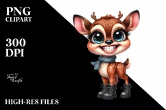 Goofy Baby Deer Watercolor Clipart Product Image 1