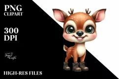Goofy Baby Deer Watercolor Clipart Product Image 1