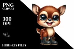 Goofy Baby Deer Watercolor Clipart Product Image 3