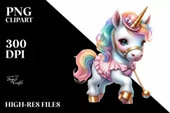 Colorful Unicorn in Swing Dancer's Outfit PNG Product Image 3