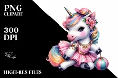 Colorful Unicorn in Swing Dancer's Outfit PNG Product Image 3