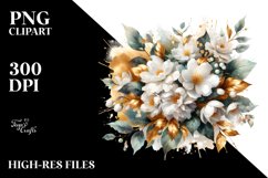 bouquet of Jasmine with Gold Foil Splashes | Clipart Product Image 1