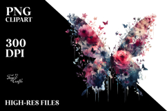 Colorful Flower Butterfly Silhouettes PNG Product Image 2