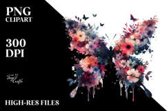 Grungy Butterfly Flower, Transparent PNG Product Image 2