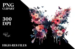 Grungy Butterfly Flower, Transparent PNG Product Image 2