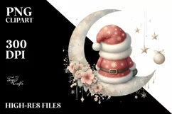 Cute Santa with Gnomes, Retro PNG Product Image 3