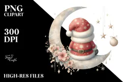Cute Santa with Gnomes, Retro PNG Product Image 2