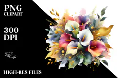 Abstract Vibrant Bouquet with Calla Lily | Clipart Product Image 2