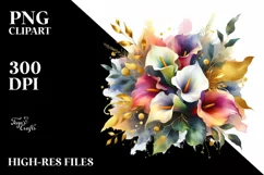 Abstract Vibrant Bouquet with Calla Lily | Clipart Product Image 3