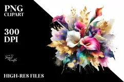Abstract Vibrant Bouquet with Calla Lily | Clipart Product Image 3