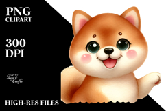 Watercolor Cartoon Shiba Inu, PNG Product Image 2