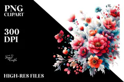 Colorful Red Flowers PNG Product Image 2