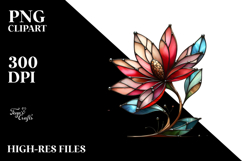Abstract Stained Magnolia Watercolor Clipart Product Image 2