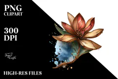Abstract Stained Magnolia Watercolor Clipart Product Image 2