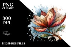 Abstract Stained Magnolia Watercolor Clipart Product Image 2