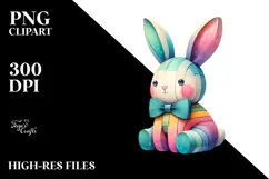 Colorful Pastel Bunny Wood PNG Product Image 2