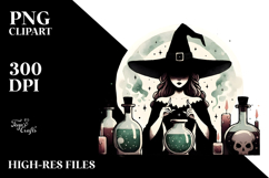 Retro Evil Witch with Magic Potion, Transparent PNG Product Image 2