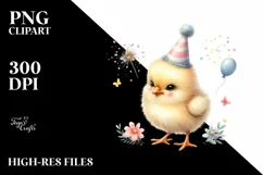 Cute Baby Chicken with Party Hat PNG Product Image 3