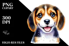 Watercolor Baby Beagle PNG Product Image 2