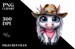 Expressive Unicorn with Bandana | Sublimation | Clipart Product Image 1