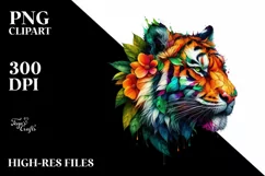 Vibrant Watercolor Tiger, Transparent PNG Product Image 3