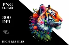 Vibrant Watercolor Tiger, Transparent PNG Product Image 3