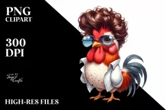 Funny Rooster Sitting with Sunglasses | Clipart Product Image 1