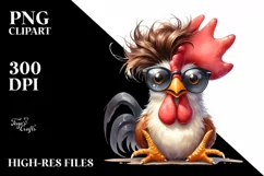 Sitting Rooster with Funny Eyes | Sublimation | Clipart Product Image 1