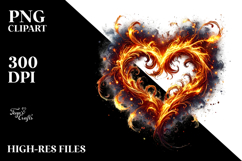 Glossy Fire Heart, Transparent PNG Product Image 2